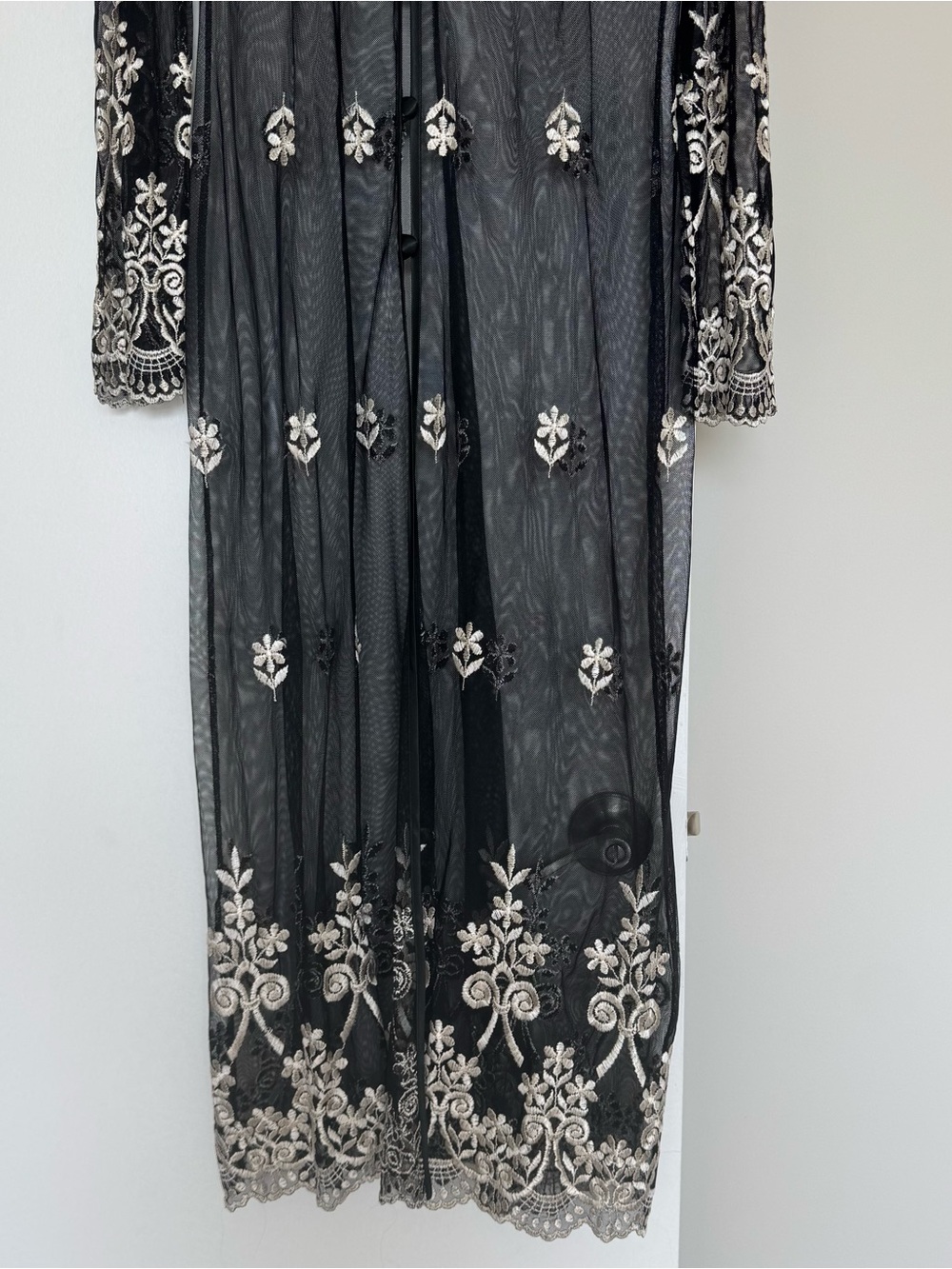 Vintage Sue Wong Embroidered Mesh Maxi Duster Small - Picture 4 of 9